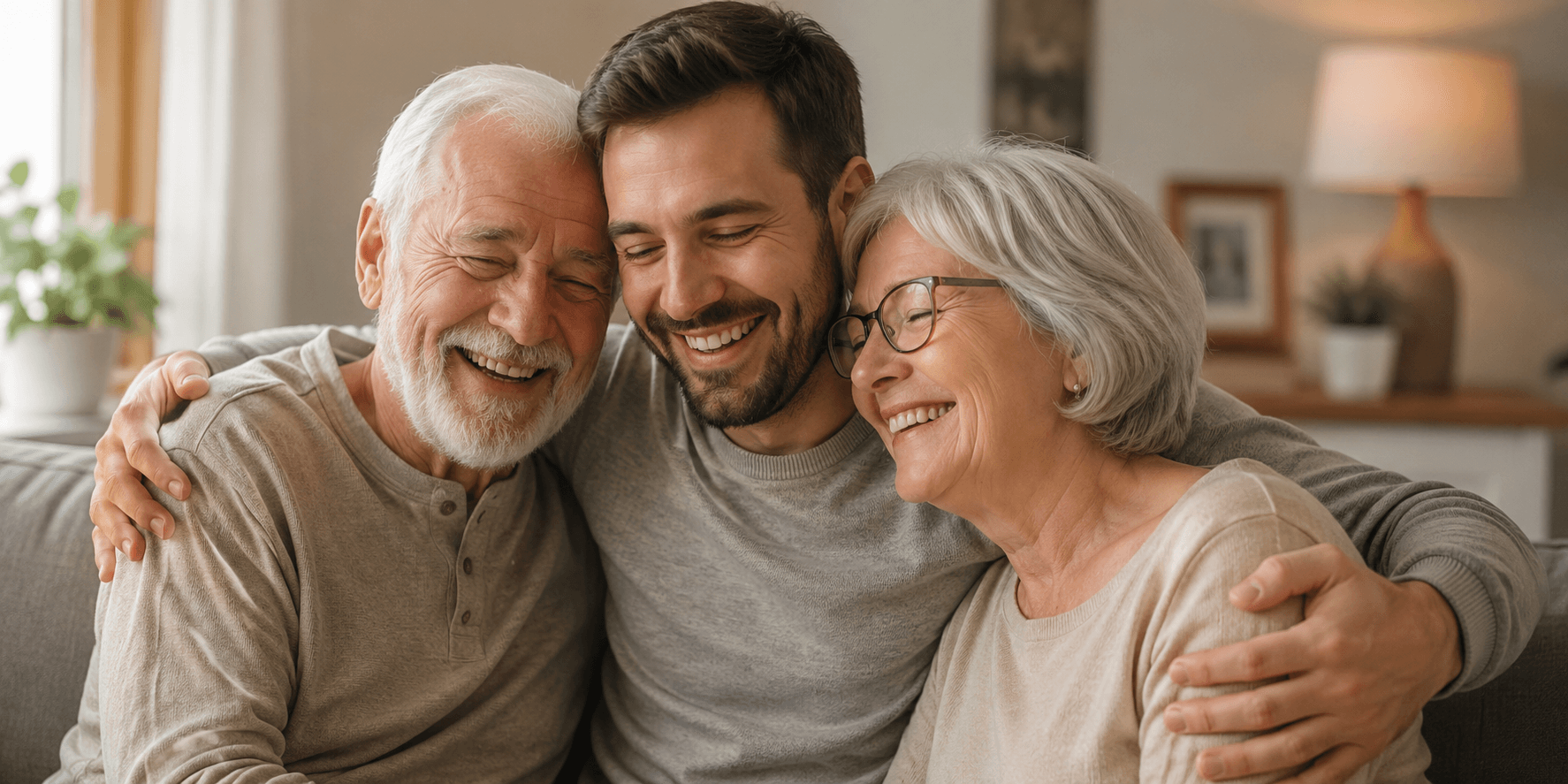 Elderly couple care banner background
